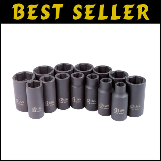 Professional 3/8-Inch Drive Metric Impact Socket Set in Heavy-Duty Case