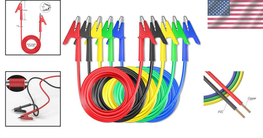 5PCS Alligator Clips Test Leads - Dual-Ended Copper Wire 16.4ft for Safety Te...