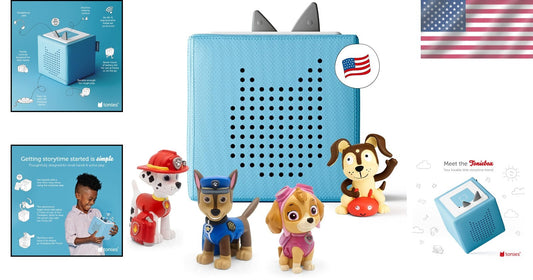 Interactive Light Blue Toniebox with Charging Station and Favorite Characters