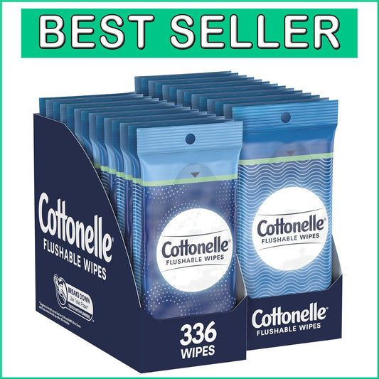 336 Alcohol-Free Flushable Wipes with Wetness Indicator - Individually Wrapped