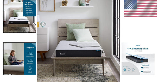 6-Inch Firm Gel Memory Foam Mattress Twin - Bamboo Charcoal Infusion, CertiPur