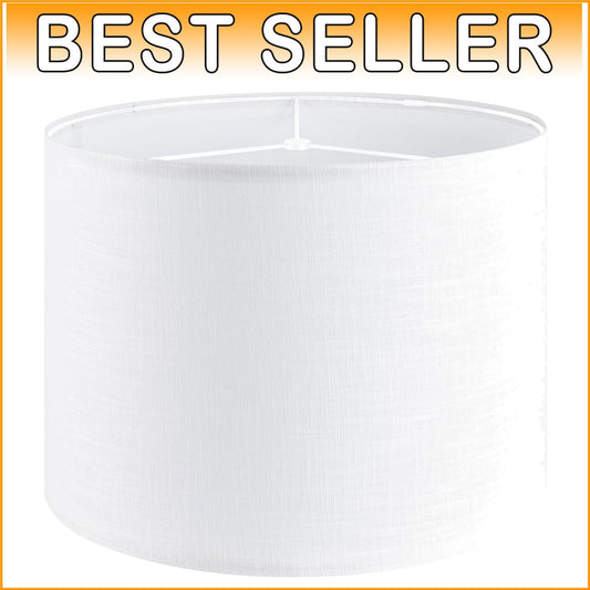 Classic 16" White Linen Drum Lampshade for Table & Floor Lamps - Easy Assembly
