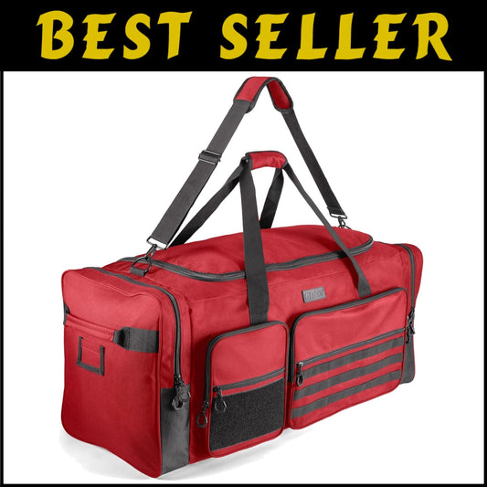 36" Heavy Duty Gym Equipment Travel Bag with Adjustable Strap & 7 Compartments