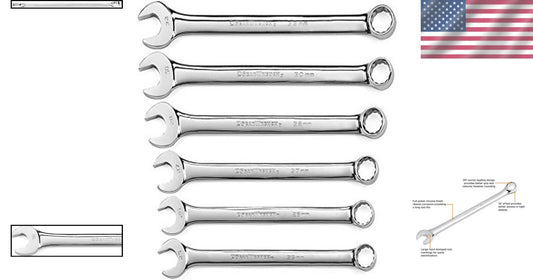 Long Pattern Metric Wrench Set with Tool Roll - 6 Durable Alloy Steel Pieces