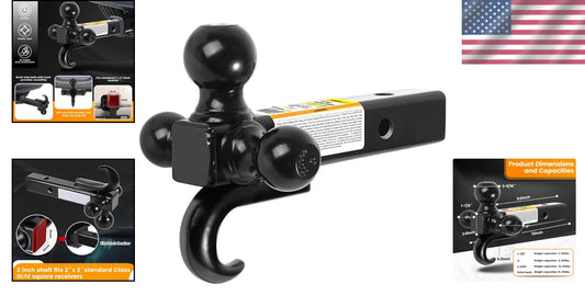Durable Triple Ball Mount with 10,000 lbs Hook, Fits Class III and IV Receivers