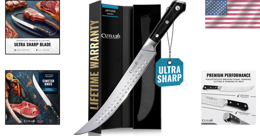 Artisan 10" Cimeter Butcher Knife - Razor Sharp High Carbon Steel Precision