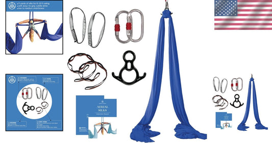 Durable Aerial Silks Starter Kit - 9 Yards Yoga Hammock with Hardware Included