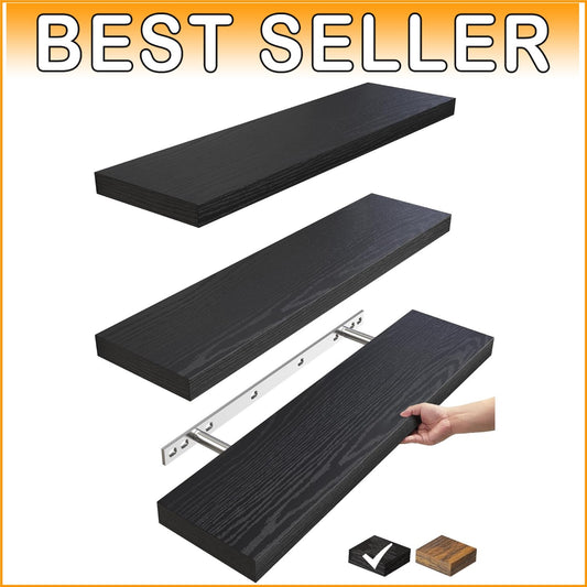 Floating Wall Shelves Set - 22.5in Rustic Wood for Bathroom, Living Room, Office