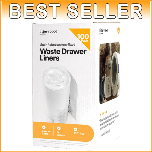 Custom Fit Litter-Robot Waste Drawer Liners - 100 Disposable Bags, 11 Gallon