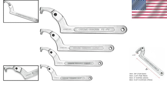 4-Piece Adjustable Spanner Wrench Set - Ideal for Vehicles and Machinery