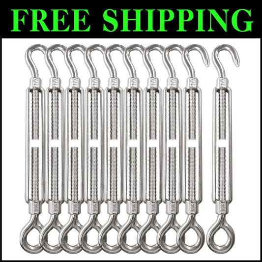 Durable 304 Stainless Steel Turnbuckles M10 - Heavy Duty Tensioners for Cables