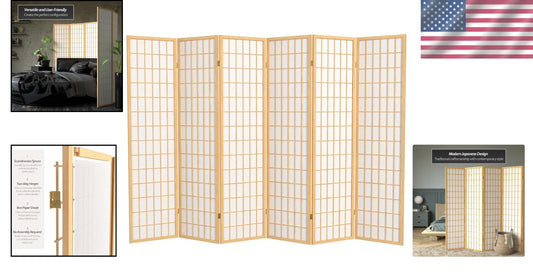 Classic 6-Panel Window Pane Shoji Screen Room Divider - Elegant Privacy Solution