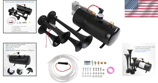 150DB Super Loud Train Horn Kit with 12V Compressor – Universal Vehicle Fit