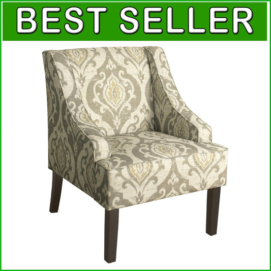 Elegant Suri Brown Upholstered Swoop Arm Accent Chair for Living Room & Bedroom