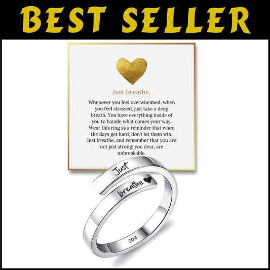 Stylish Just Breathe Ring – Adjustable and Skin-Friendly Stainless Steel Jewelry