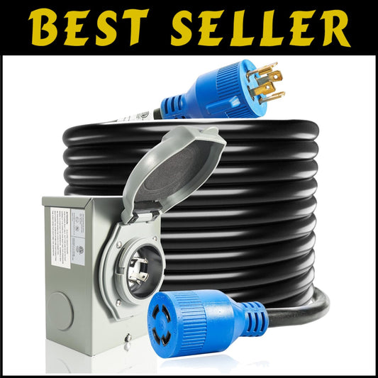 30FT 30 Amp Generator Cord & Power Inlet Box for Outdoor Safety and Reliability