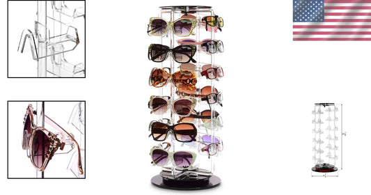 High-Capacity Clear Acrylic Sunglasses Rack for 24 Pairs - Stylish Organizer