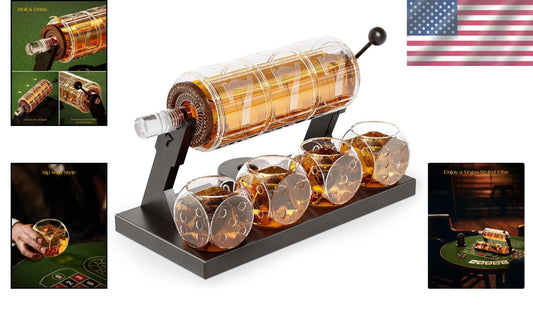 50.7oz Glass Whiskey Decanter Set with Vintage Dice Glasses - Perfect for Him