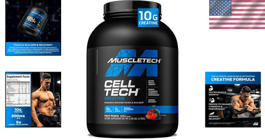 Fruit Punch Creatine Monohydrate Powder - 6 lbs for Muscle Growth & Recovery