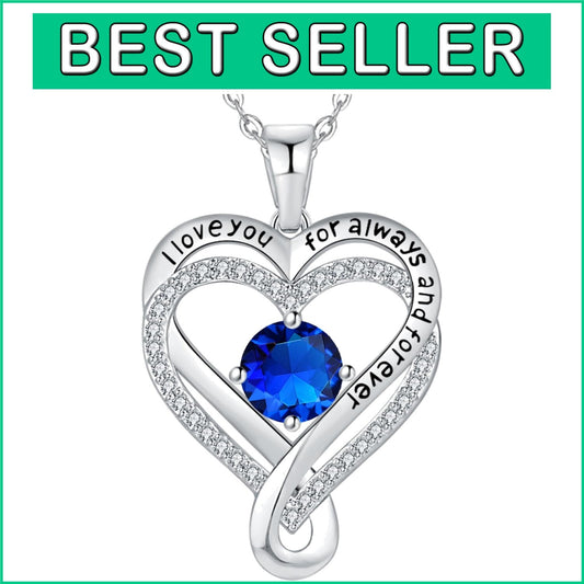 18K Gold-Plated Infinity Heart Birthstone Necklace - I Love You Forever Gift