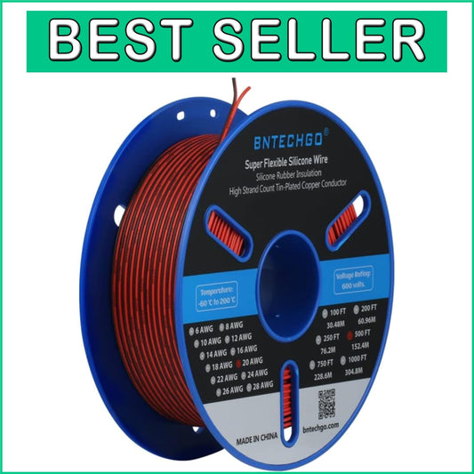 500ft 20 AWG Silicone Wire: Flexible Red & Black - Ideal for LED and Models