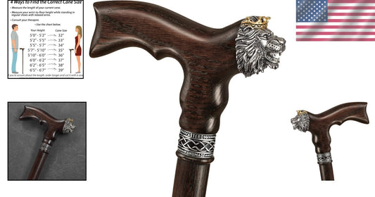 Fashionable 36" Lion Walking Cane for Men & Women - Handcrafted Oak Four Styles