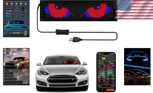 RGB Devil Eyes Light for Cars - 14x4 Flexible LED Animation with Remote Control