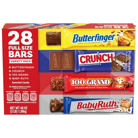 Classic Assorted Chocolate Candy Bars in Bulk - CRUNCH, Baby Ruth & 100 Grand