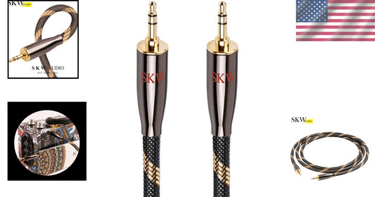 Durable 16.4ft Nylon Braided AUX Cable with Corrosion-Resistant Connectors