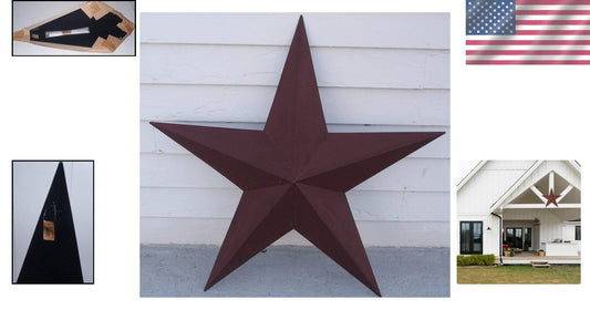 36-Inch Galvanized Metal Barn Star - Rustic Farmhouse Wall Decor in Burgundy