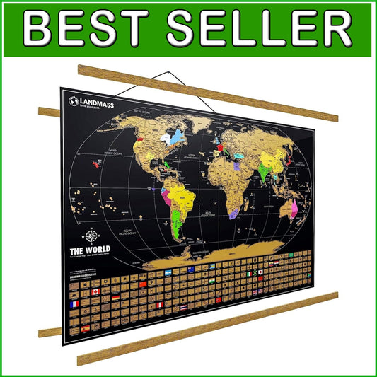 Explore the World - Extra Large Scratch Off Map 36x24 with Elegant Wood Frame