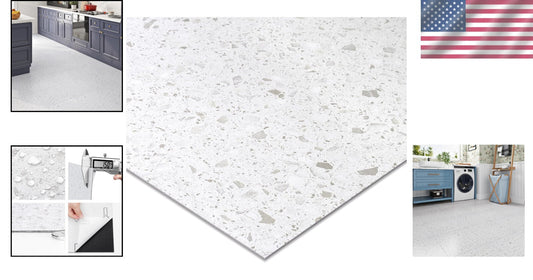 DIY-Friendly Waterproof White Granite Peel and Stick Floor Tiles 12x12 Size