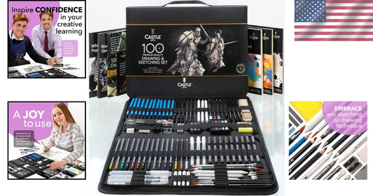 All-Inclusive 100-Piece Graphite, Charcoal & Pastel Sketching Kit for Pros