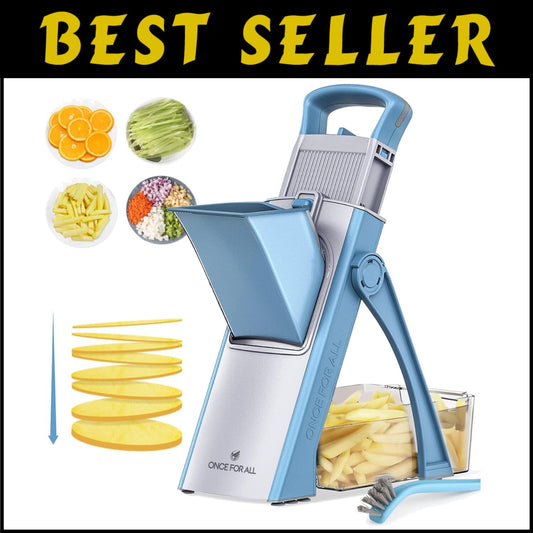 Collapsible Mandoline Slicer with Removable Stainless Steel Blades - Family Size
