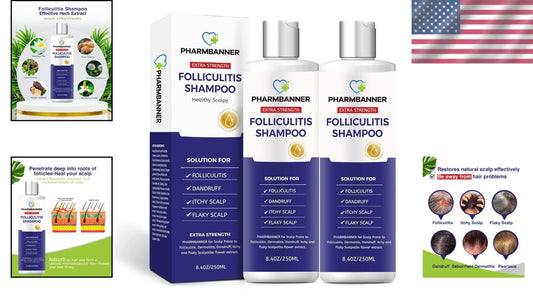 Effective Scalp Treatment Shampoo for Folliculitis & Psoriasis - 16.8 Oz Total