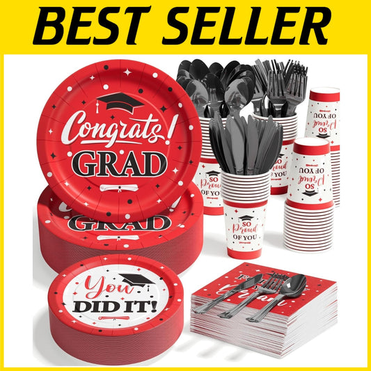 350 PCS Graduation Party Dinnerware Set - Elegant Supplies for Class of 2025