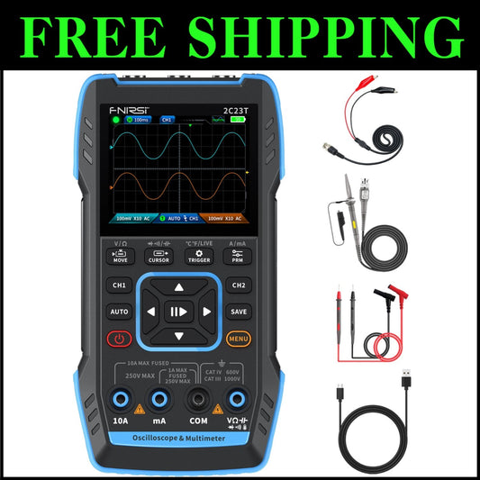 3-in-1 Handheld Oscilloscope & Multimeter with 10MHz Bandwidth - 2 Channels
