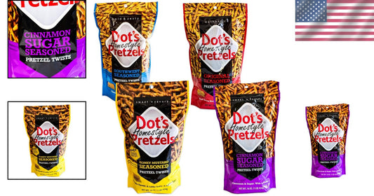 Dot's Variety Pack: Gourmet Cinnamon Sugar & Mustard Pretzel Twists - 4x16oz