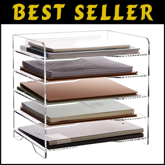Robust 5-Tier Letter Tray Organizer with Portable Handles for Effortless Access