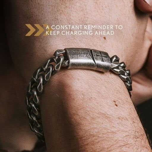 Fearless Men's Link Bracelet - Knights Templar 'Never Surrender' Stainless Steel