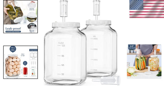 Dishwasher Safe 1.5 Gallon Fermentation Jar Set with Airtight Lids - 2 Pack