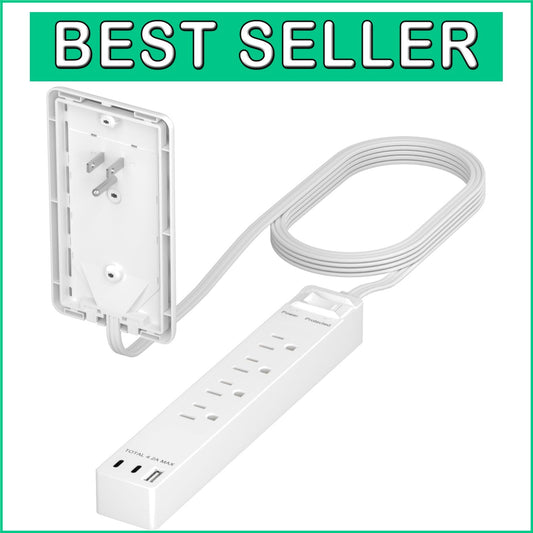 5ft Cord Surge Protection Power Strip: 4 Outlet & 3 USB Ports for Easy Access