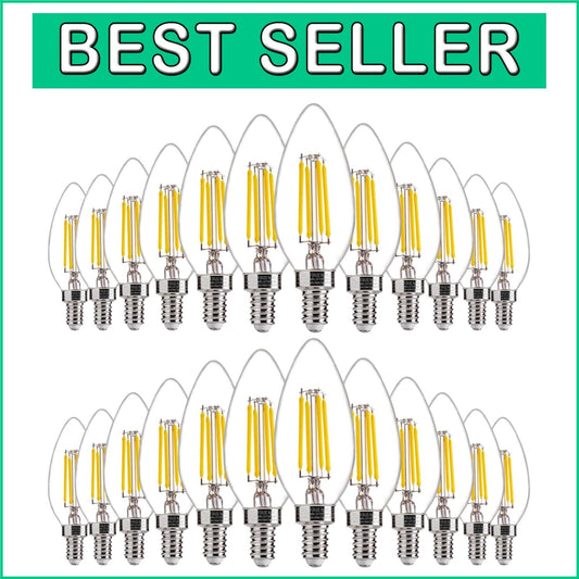 Energy-Efficient 5000K LED Candelabra Bulbs - 24 Pack, Easy Install, Dimmable