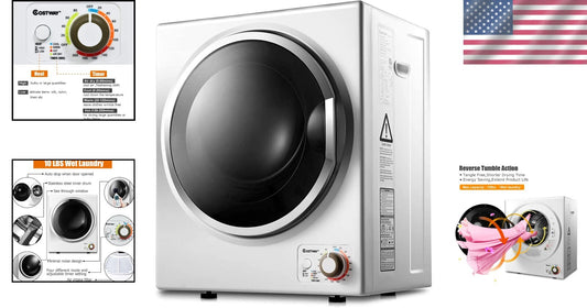 Efficient 110V Electric Clothes Dryer - 10 lbs Capacity, 4 Modes, Compact Design