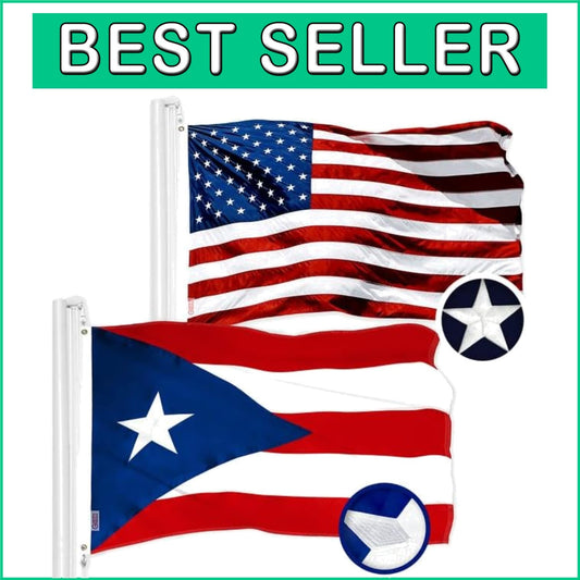 Dual Celebration Flags: 3x5 Ft American & Puerto Rico Flags, Durable & Vibrant