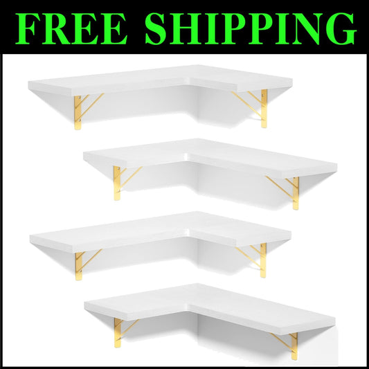 Elegant 4-Tier Wall Mounted Shelves – Rustic Wood for Any Room - 40 lbs Capacity