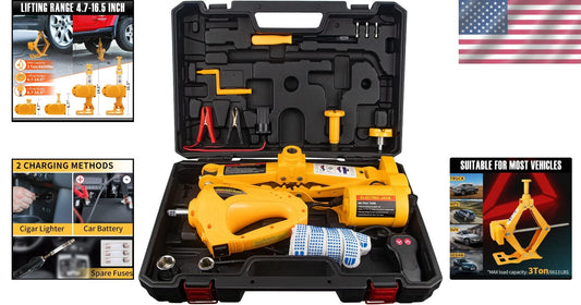 Multi-Function 3 Ton 12V Electric Scissor Jack & Tool Kit for Easy Tire Changes
