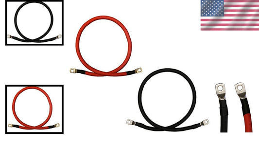 3ft Red/Black 1/0 AWG Copper Battery Inverter Cables with Heat Shrink Protection