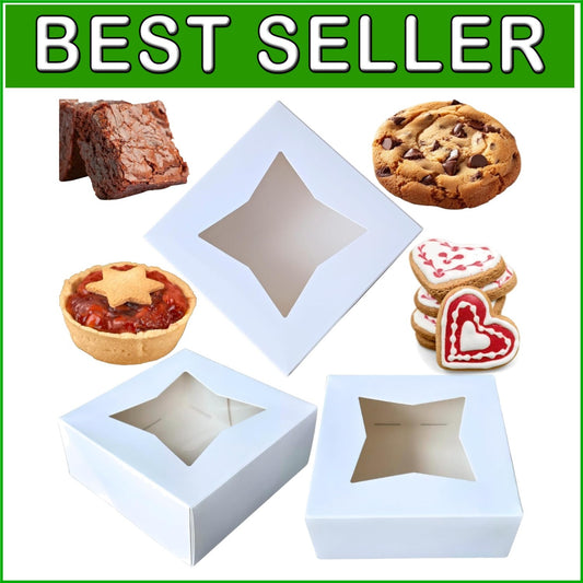 BPA-Free 6 Inch Bakery Boxes with Clear Window - Perfect for Parties, 100 Pcs