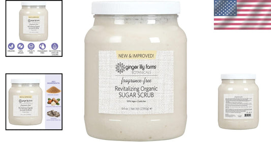 All-Natural Exfoliating Sugar Scrub - Fragrance-Free 64oz Skin Revitalizer